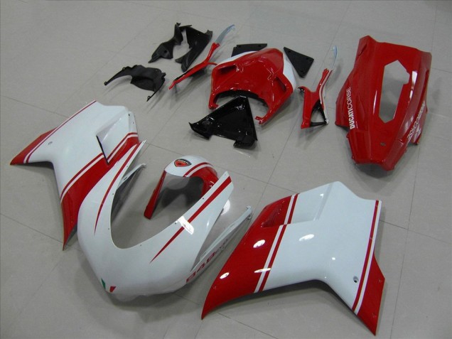 Carénage Ducati 848 1098 1198 2007-2014 - Blanc et Rouge Courses Version Carénage Ducati 848 1098 1198 2007-2014 - Blanc et Rouge Courses Version
