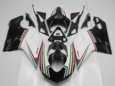 Carénage Ducati 848 1098 1198 2007-2014 - Noir Vert et Blanc