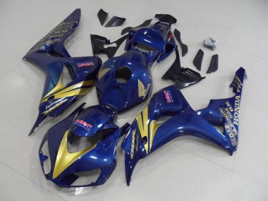 Carénage Honda CBR 1000 RR 2006-2007 - Bleu Foncé avec Or Bande