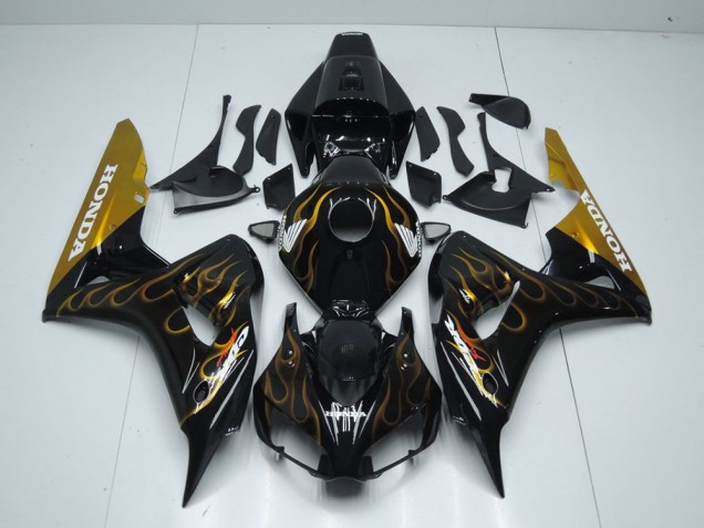 Carénage Honda CBR 1000 RR 2006-2007 - Noir Or Flamme