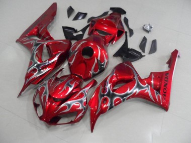 Carénage Honda CBR 1000 RR 2006-2007 - Rouge avec Noir Gris Flamme