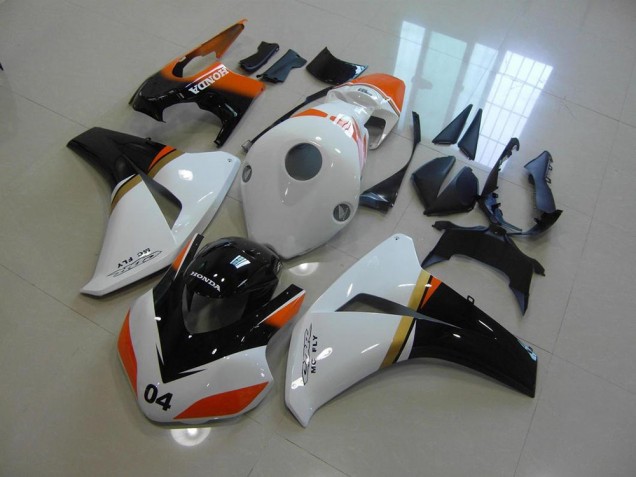 Carénage Honda CBR 1000 RR 2008-2011 - Blanc et Noir et Orange Courses Carénage Honda CBR 1000 RR 2008-2011 - Blanc et Noir et Orange Courses