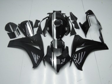 Carénage Honda CBR 1000 RR 2008-2011 - Noir Brillant avec Argent Bande
