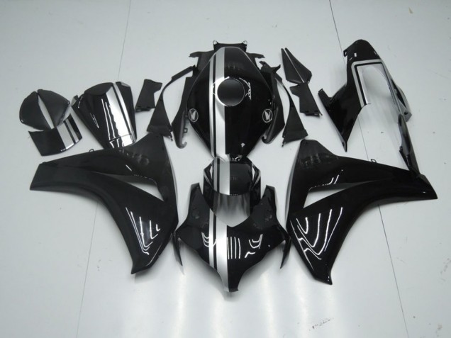 Carénage Honda CBR 1000 RR 2008-2011 - Noir Brillant avec Argent Bande Carénage Honda CBR 1000 RR 2008-2011 - Noir Brillant avec Argent Bande
