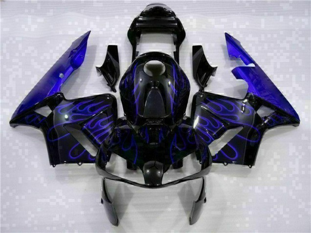 Carénage Honda CBR 600 RR 2003-2004 - Noir avec Bleu Flamme Carénage Honda CBR 600 RR 2003-2004 - Noir avec Bleu Flamme