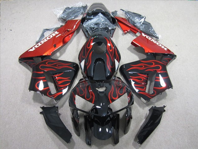 Carénage Honda CBR 600 RR 2005-2006 - Noir Rouge Flamme Carénage Honda CBR 600 RR 2005-2006 - Noir Rouge Flamme
