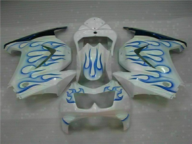 Carénage Kawasaki EX250 2008-2012 - Blanc Bleu Flamme Carénage Kawasaki EX250 2008-2012 - Blanc Bleu Flamme