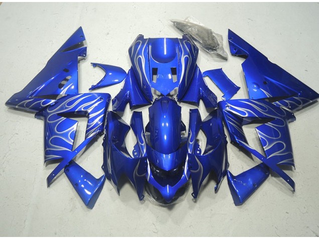 Carénage Kawasaki ZX10R 2003-2005 - Bleu Blanc Flamme Carénage Kawasaki ZX10R 2003-2005 - Bleu Blanc Flamme