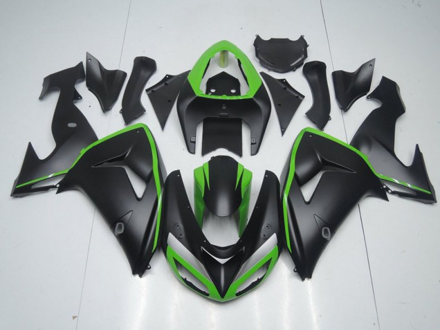 Carénage Kawasaki ZX10R 2006-2007 - Noir Mat avec Ligne Verte