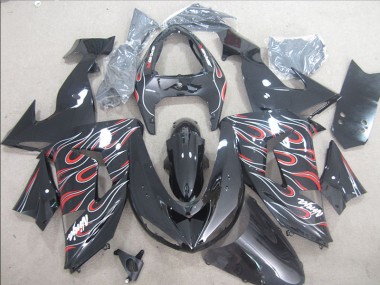 Carénage Kawasaki ZX10R 2006-2007 - Noir Rouge Blanc Flamme Ninja