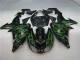 Carénage Kawasaki ZX10R 2006-2007 - Noir Vert Flamme