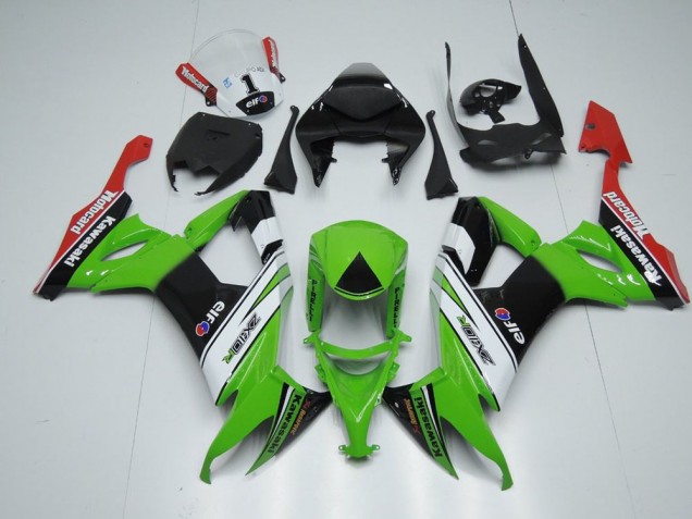 Carénage Kawasaki ZX10R 2008-2010 - Blanc Noir et Vert Carénage Kawasaki ZX10R 2008-2010 - Blanc Noir et Vert