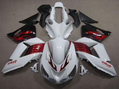 Carénage Kawasaki ZX14R ZZR 1400 2006-2011 - Blanc Rouge Ninja