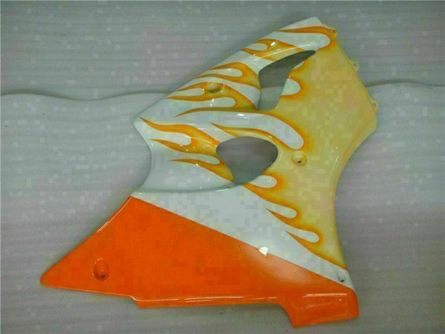 Carénage Kawasaki ZX6R 2000-2002 - Blanc Jaune Flamme