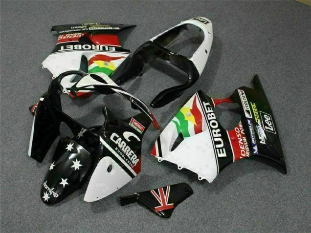 Carénage Kawasaki ZX6R 2000-2002 - Noir Blanc Eurobet Carénage Kawasaki ZX6R 2000-2002 - Noir Blanc Eurobet