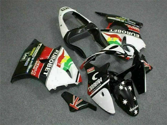 Carénage Kawasaki ZX6R 2000-2002 - Noir Blanc Eurobet Carénage Kawasaki ZX6R 2000-2002 - Noir Blanc Eurobet