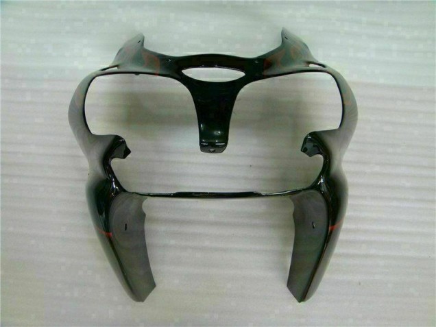 Carénage Kawasaki ZX6R 2000-2002 - Noir Rouge Flamme Carénage Kawasaki ZX6R 2000-2002 - Noir Rouge Flamme