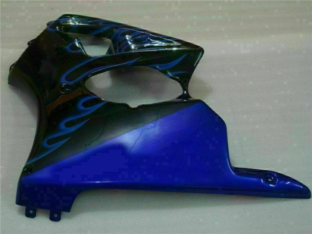 Carénage Kawasaki ZX6R 2000-2002 - Noir avec Bleu Flamme Carénage Kawasaki ZX6R 2000-2002 - Noir avec Bleu Flamme