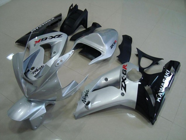 Carénage Kawasaki ZX6R 2003-2004 - Argent Noir Carénage Kawasaki ZX6R 2003-2004 - Argent Noir