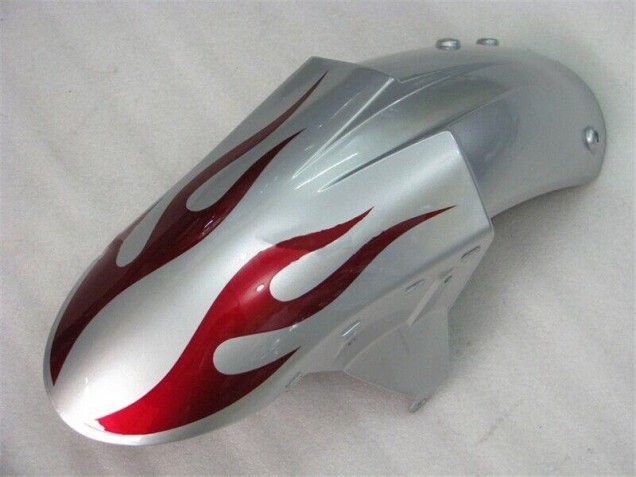Carénage Kawasaki ZX6R 2005-2006 - Argent Rouge Flamme Carénage Kawasaki ZX6R 2005-2006 - Argent Rouge Flamme