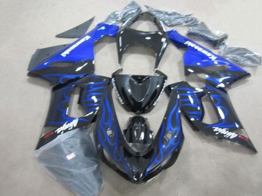 Carénage Kawasaki ZX6R 2005-2006 - Noir Bleu Flamme Ninja 636