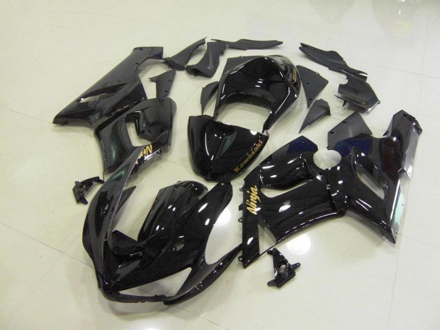 Carénage Kawasaki ZX6R 2005-2006 - Noir Brillant Or Décalque Carénage Kawasaki ZX6R 2005-2006 - Noir Brillant Or Décalque