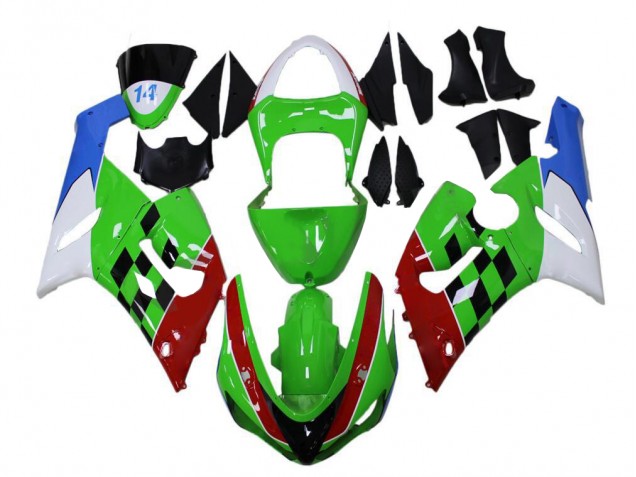 Carénage Kawasaki ZX6R 2005-2006 - Vert Rouge Blanc Bleu Carénage Kawasaki ZX6R 2005-2006 - Vert Rouge Blanc Bleu