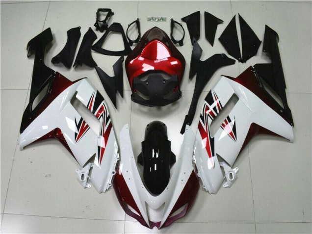 Carénage Kawasaki ZX6R 2007-2008 - Blanc Noir Rouge Carénage Kawasaki ZX6R 2007-2008 - Blanc Noir Rouge