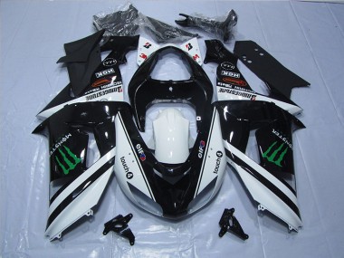 Carénage Kawasaki ZX6R 2007-2008 - Noir Blanc Monster Touch4