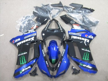 Carénage Kawasaki ZX6R 2007-2008 - Noir Bleu Vert Monster