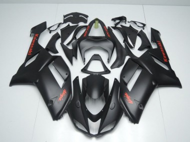 Carénage Kawasaki ZX6R 2007-2008 - Noir Mat avec Rouge Décalque