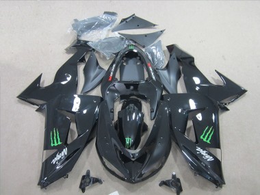 Carénage Kawasaki ZX6R 2007-2008 - Noir Ninja Vert Monster