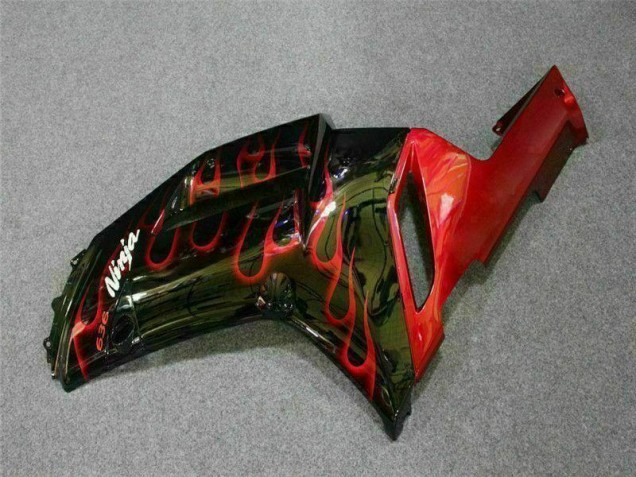 Carénage Kawasaki ZX6R 2007-2008 - Noir Rouge Flamme Carénage Kawasaki ZX6R 2007-2008 - Noir Rouge Flamme