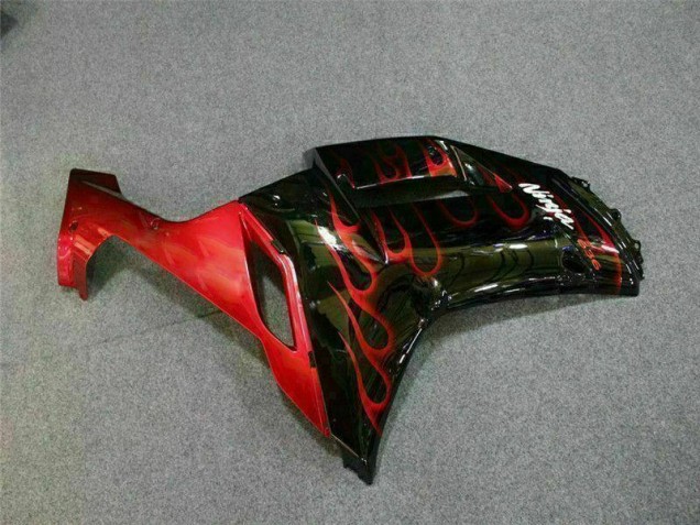 Carénage Kawasaki ZX6R 2007-2008 - Noir Rouge Flamme Carénage Kawasaki ZX6R 2007-2008 - Noir Rouge Flamme