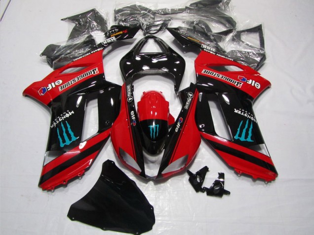 Carénage Kawasaki ZX6R 2007-2008 - Rouge Noir Monster Carénage Kawasaki ZX6R 2007-2008 - Rouge Noir Monster