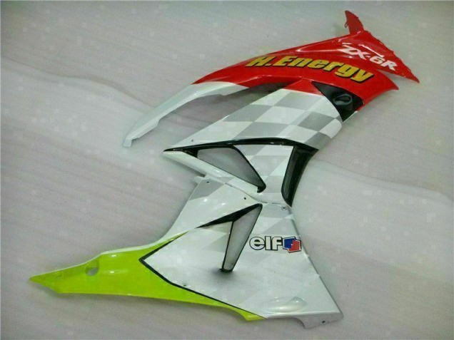 Carénage Kawasaki ZX6R 2009-2012 - Blanc Rouge H. Énergie Carénage Kawasaki ZX6R 2009-2012 - Blanc Rouge H. Énergie