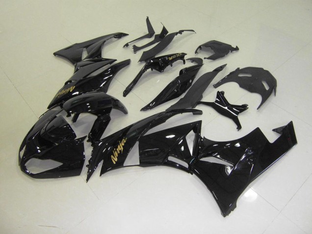 Carénage Kawasaki ZX6R 2009-2012 - Noir avec Or Décalque Carénage Kawasaki ZX6R 2009-2012 - Noir avec Or Décalque