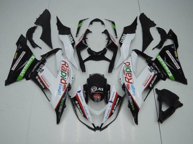 Carénage Kawasaki ZX6R 2013-2018 - Noir Blanc Rapid Hager