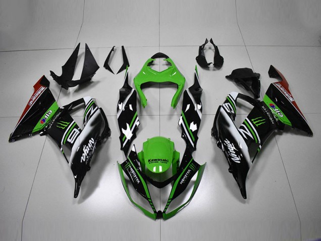 Carénage Kawasaki ZX6R 2013-2018 - Vert Noir Blanc Carénage Kawasaki ZX6R 2013-2018 - Vert Noir Blanc