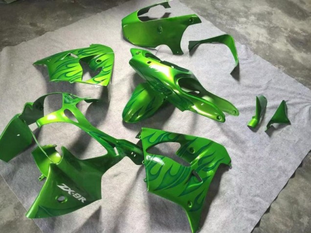 Carénage Kawasaki ZX9R 2000-2001 - Vert Vert Flamme Carénage Kawasaki ZX9R 2000-2001 - Vert Vert Flamme
