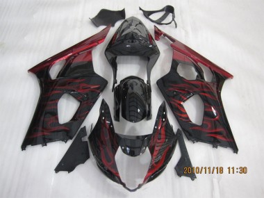Carénage Suzuki GSXR 1000 K3 2003-2004 - Noir Rouge Flamme