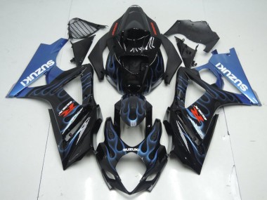 Carénage Suzuki GSXR 1000 K7 2007-2008 - Noir Bleu Flamme