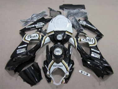 Carénage Suzuki GSXR 1000 K7 2007-2008 - Noir Lucky Strike Blanc Motul
