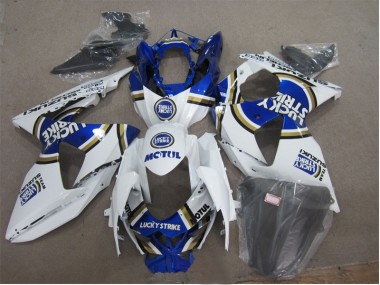Carénage Suzuki GSXR 1000 K9 2009-2016 - Blanc Lucky Strike Bleu Motul