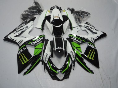 Carénage Suzuki GSXR 1000 K9 2009-2016 - Noir Blanc Vert Monster Pizzoli