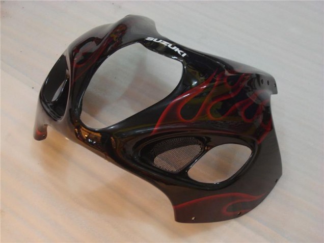 Carénage Suzuki GSXR 1300 Hayabusa 1996-2007 - Noir Rouge Flamme