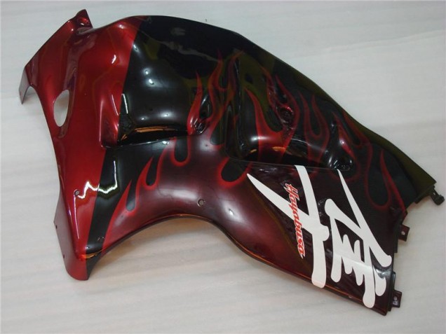 Carénage Suzuki GSXR 1300 Hayabusa 1996-2007 - Noir Rouge Flamme
