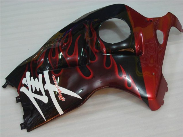 Carénage Suzuki GSXR 1300 Hayabusa 1996-2007 - Noir Rouge Flamme