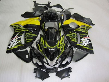 Carénage Suzuki GSXR 1300 Hayabusa 2008-2019 - Noir Jaune Flamme