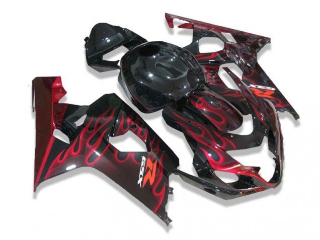 Carénage Suzuki GSXR 600 / 750 K4 2004-2005 - Noir Rouge Flamme Carénage Suzuki GSXR 600 / 750 K4 2004-2005 - Noir Rouge Flamme